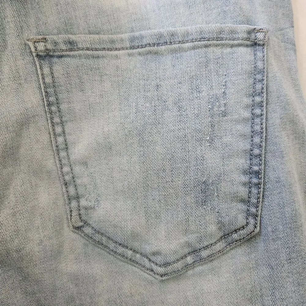Serenede Jeans Mens Size 34 Skinny‎ Ripped Denim Medium Wash Distressed Raw Hem